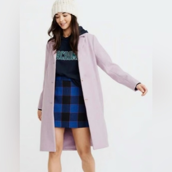 Abercrombie & Fitch The A&F Dad Coat Lilac Wool Blend  Oversized Size Medium - Picture 3 of 12